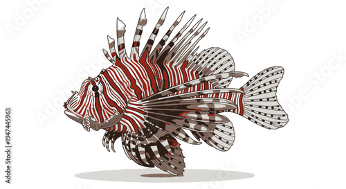Tropical Lionfish Vector Illustration Exotic Marine Wildlife Icon Design Element