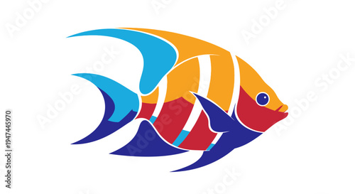 Vibrant Coral Reef Fish Illustration Vector Graphic Design Element isolated on White Background