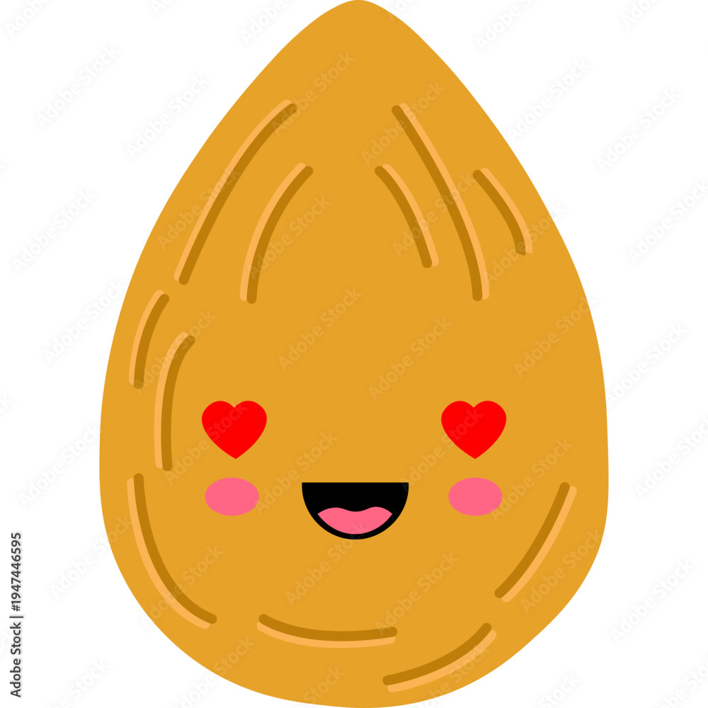 Obraz premium A cute cartoon mango with hearts on its cheeks smiles happily.