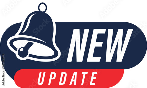 New Update Speech Bubble. Modern label new update with bell. Web Banner with notification bell. Announcement for new update. Vector illustration