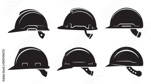 Industrial safety helmet vector silhouette. worker protection equipment. construction hard hat flat icon
