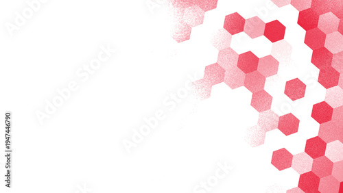 Intense red and black hexagon pattern with grain texture for bold tech background
