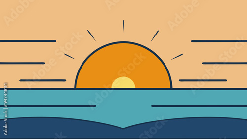 Scandinavian-style sunset silhouette with warm minimalist shapes and clean composition. Trendy modern wall art perfect for Nordic interiors, home decor prints, and contemporary poster collections.