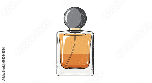 Elegant Perfume Bottle with Orange Liquid and Grey Cap