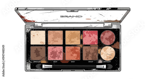 Eye shadow palette with makeup brush and various shades