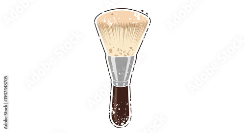 Makeup brush with powder dust, isolated on white background