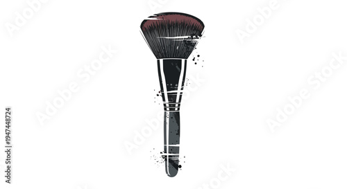 Makeup brush with textured bristles and handle, isolated on white background