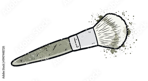 Makeup brush with powder spray, isolated on white background