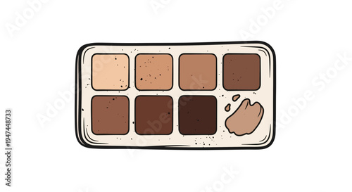 Makeup palette with eight shades of foundation, isolated on white.