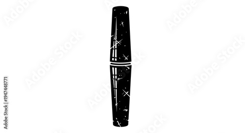 Mascara tube illustration, black and white, grunge style