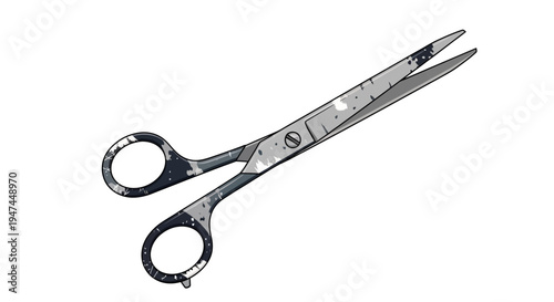 Surgical scissors, medical tool, sterile, clean, professional, isolated