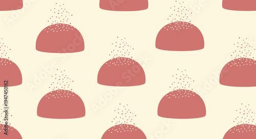 Food Dessert Flat Design Seamless Pattern Illustration of Pink Sweet Buns with Sprinkles