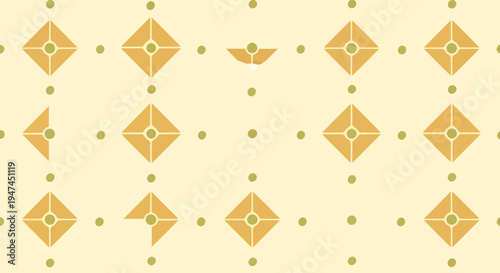 Abstract Decorative Geometric Pattern with Diamonds and Dots in Flat Design Seamless Vector Style