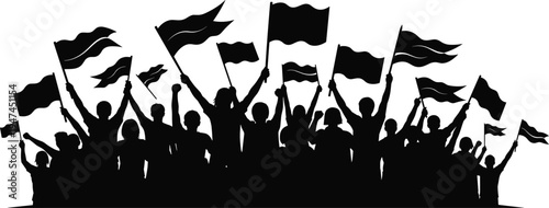protest crowd silhouette, people protest rally, demonstration crowd illustration, protest flags silhouette, activist crowd vector, political protest 