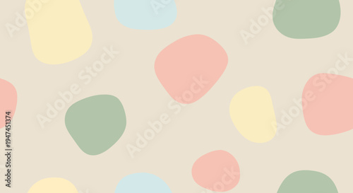 Modern Flat Abstract Design Seamless Pattern with Organic Shapes in Pastel Colors