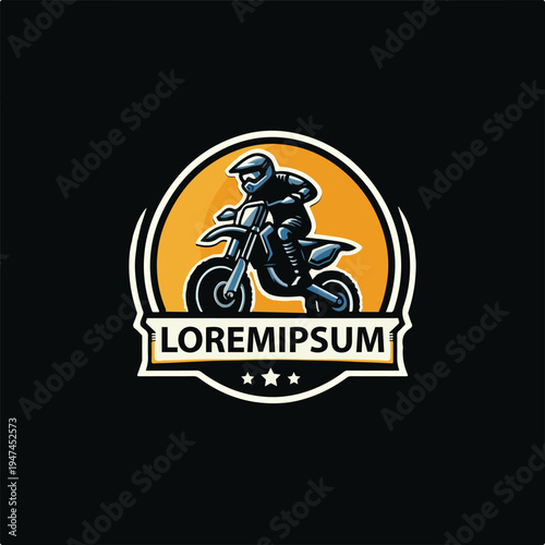 Motocross Rider Badge Logo Design