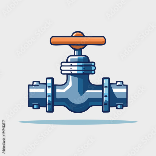 Industrial Water Valve with Orange Handle.