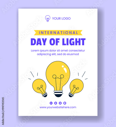 International Day Of Light Social Media Vertical Poster Flat Cartoon Bright Light Concept