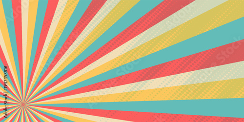 Groovy retro swirl burst, summer and carnival background