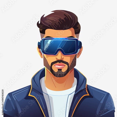 Man Wearing Virtual Reality Headset.