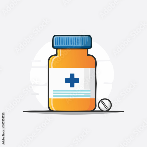Medical Bottle with Pill - Healthcare and Medication Concept.