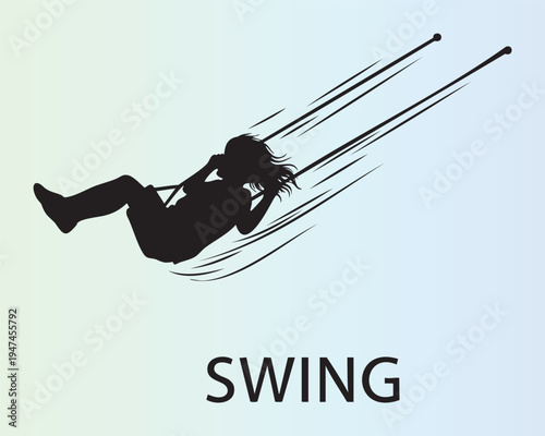 Silhouette of a person swinging on a swing illustration