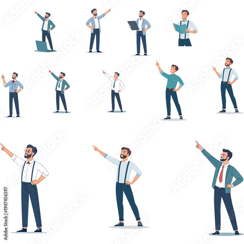choleric leader character confident pose flat vector illustration isolated on white background