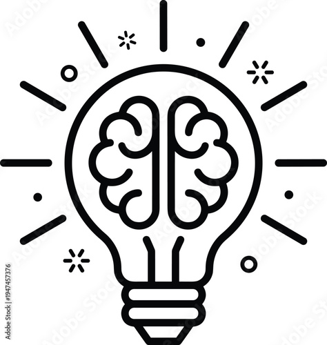 Illustration of a light bulb with a brain inside, symbolizing innovation and new ideas