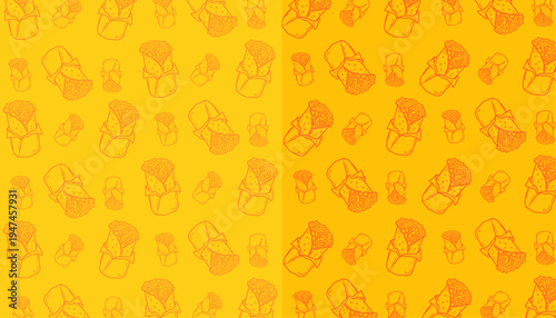 Doodle Burrito Pattern. Buritto seamless pattern. Mexican Wrap Food Illustration. Handdrawn Tortilla Snack. Repeating Streetfood Background. Decorative Packaging Textile Design.