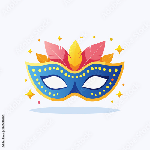 Festive Masquerade Mask with Feathers and Sparkles.