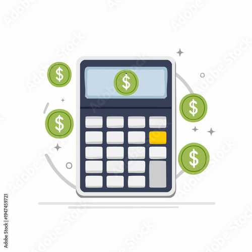 Financial calculation concept with a calculator and money.
