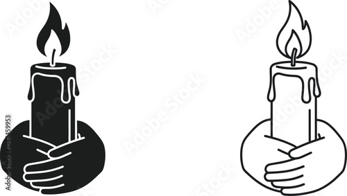 Candle flame hand holding Vector