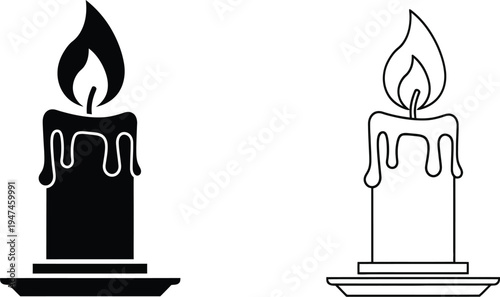 Black and white candle icons Vector