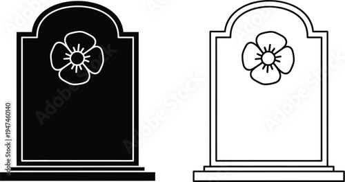 Tombstone designs with floral patterns Vector