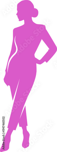 Elegant pink businesswoman vector silhouette