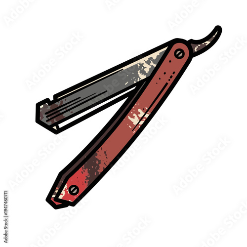 Vintage Straight Razor Barber Tool Isolated