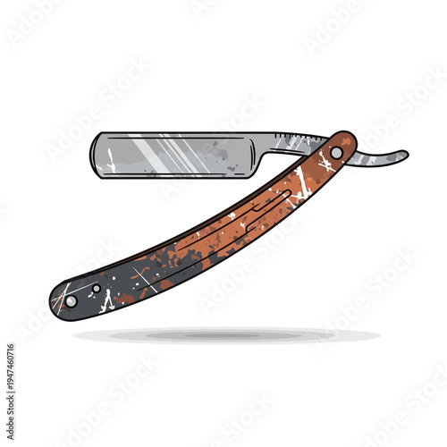 Vintage Straight Razor Illustration on White Background