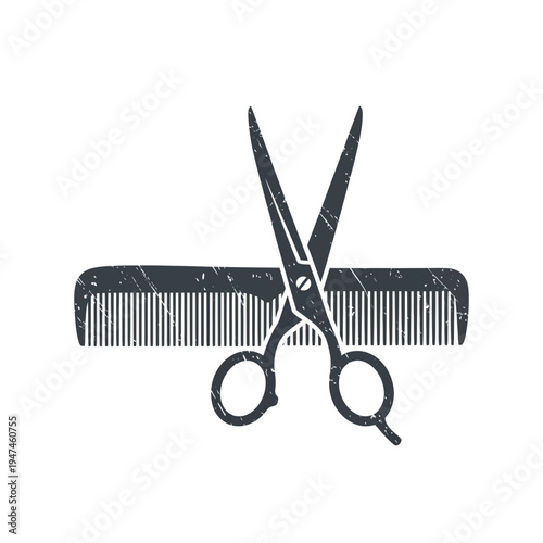 Barber Scissors and Comb Grunge Icon