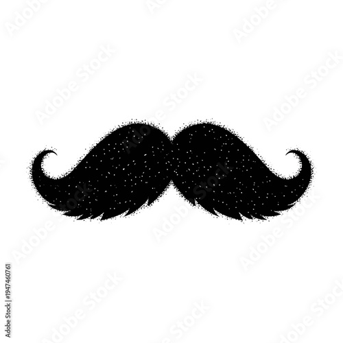 Black handlebar mustache made of dots on white background