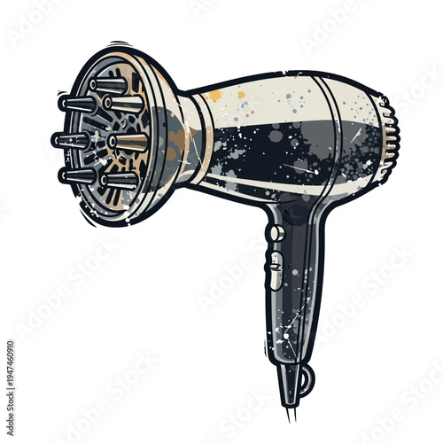 Retro Hair Dryer Diffuser Stylist Tool Illustration