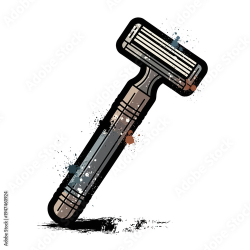 Shaving Razor Art Splash Isolated White Background