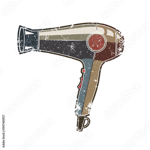 Retro hairdryer with vintage distressed texture