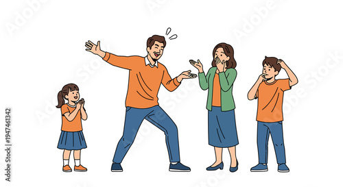 Family Disagreement and Communication Across a Household. Vector Illustrations. EPS Editable