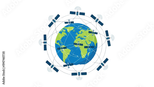 Worldwide Satellite Communication Network Orbiting Earth for Global Connectivity and Data Transmission