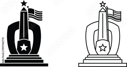 Trophy awards with stars and flags Vector