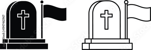 Tombstone cross flag icons Vector