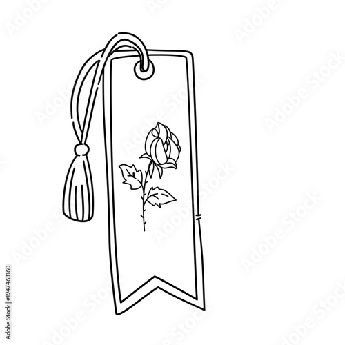 vector illustration of a bookmark with rose drawing