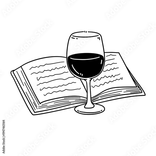 glass of wine and book