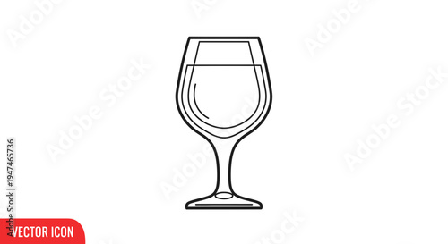 Minimalist Wine Glass Icon with Liquid - Vector Illustration