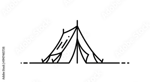 Minimalist Tent Icon: Simple Line Art Camping Shelter for Outdoor Adventure